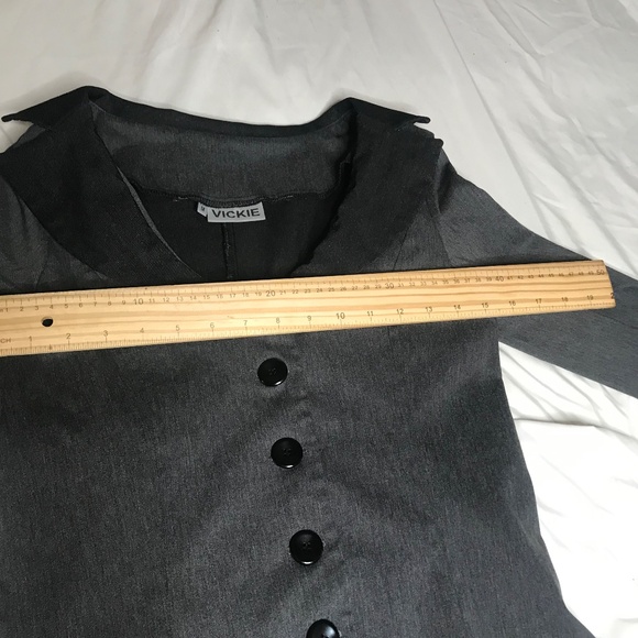 VICKY Grey Wide-Collar Jacket – Stylish 3/4 Sleeve Layer - Picture 9 of 11